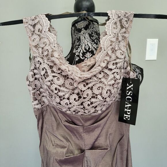 Xscape Lace Top Gown-MAUVE-6 - Picture 5 of 8